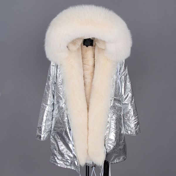 special price white fox fur threshold trim female warm coats white fox fur lining silver long parkas, Black
special price white fox fur threshold trim female warm coats white fox fur lining silver long parkas, Black
