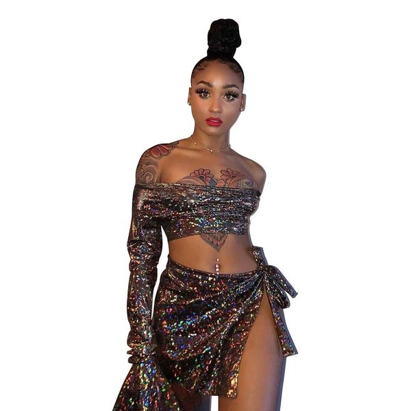 women autumn two piece sets slash neck flare sleeve crop high waist bow split mini skirts party women sets, Gray
women autumn two piece sets slash neck flare sleeve crop high waist bow split mini skirts party women sets, Gray