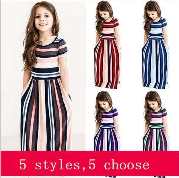 Girls Dresses Girls Colorful Striped Dress Short Sleeve Princess Dress Round Collar Elegant Party Dresses Kids Designer clothes YL348
Girls Dresses Girls Colorful Striped Dress Short Sleeve Princess Dress Round Collar Elegant Party Dresses Kids Designer clothes YL348