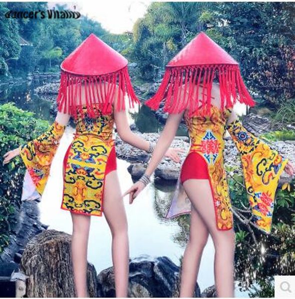 2018 clothing bodysuit women bar ds costume nightclub dj singer improved cheongsam performance clothing dance costume, Black;red
2018 clothing bodysuit women bar ds costume nightclub dj singer improved cheongsam performance clothing dance costume, Black;red