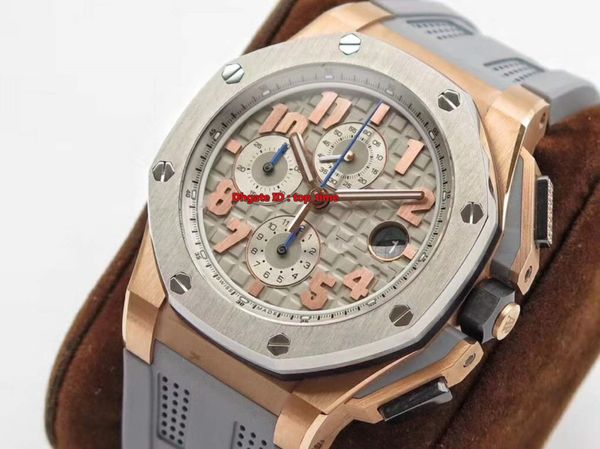 new watch jf v2 44mm chronograph cal.3126 automatic mens watch 26210oi rose gold titanium bezel gray dial rubber strap gents watches, Slivery;brown
new watch jf v2 44mm chronograph cal.3126 automatic mens watch 26210oi rose gold titanium bezel gray dial rubber strap gents watches, Slivery;brown
