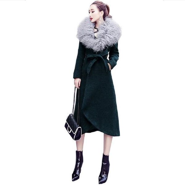 2018 new winter wool coat for women slim elegant warm thick winter coat women x- long wool fur collar outwear casaco feminino, Black
2018 new winter wool coat for women slim elegant warm thick winter coat women x- long wool fur collar outwear casaco feminino, Black