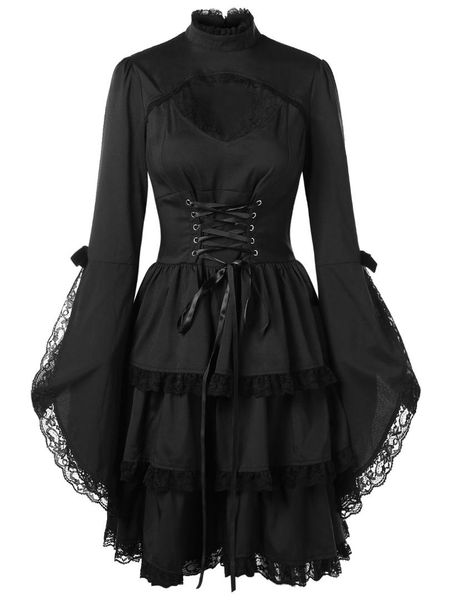 wipalo flare sleeve cut out lace trim gothic dress women stand long sleeve black lace dresses fall dress female vestidos mujer, Black;gray
wipalo flare sleeve cut out lace trim gothic dress women stand long sleeve black lace dresses fall dress female vestidos mujer, Black;gray