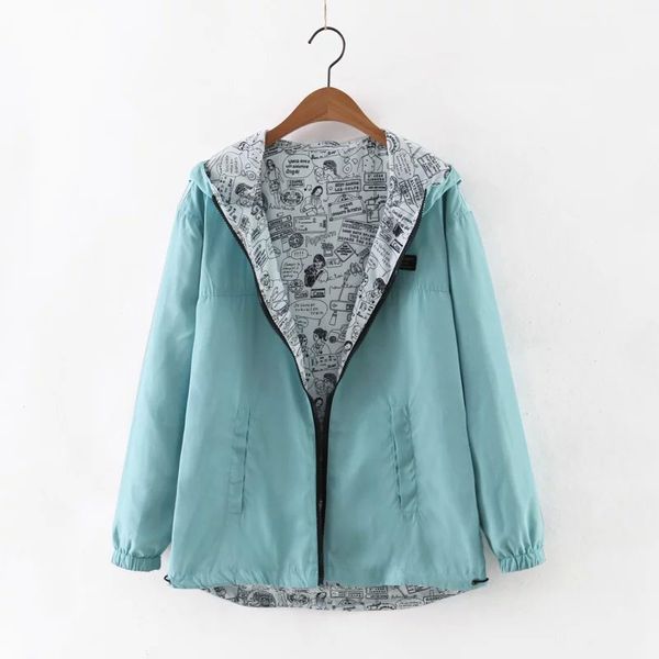 Women Basic Jacket Bomber Cartoon Print Outwear Loose Coat Spring Coats Pocket Zipper Hooded Two Side Wear
Women Basic Jacket Bomber Cartoon Print Outwear Loose Coat Spring Coats Pocket Zipper Hooded Two Side Wear