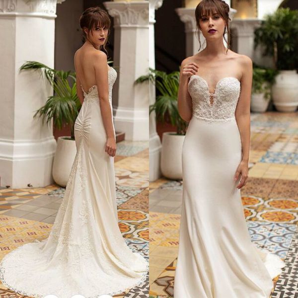 2019 mermaid wedding dresses naama & anat strapless sweetheart lace appliques beaded bridal gowns sweep train garden wedding dress, White
2019 mermaid wedding dresses naama & anat strapless sweetheart lace appliques beaded bridal gowns sweep train garden wedding dress, White
