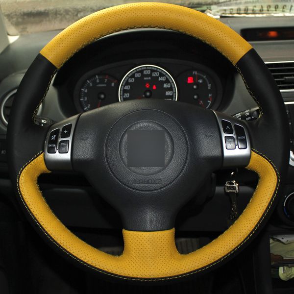 yellow black genuine leather hand-stitched car steering wheel cover for suzuki swift (multifunction button version)
yellow black genuine leather hand-stitched car steering wheel cover for suzuki swift (multifunction button version)