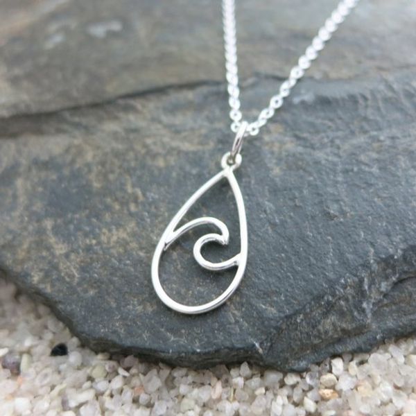 sea ocean water wave in waterdrop shape necklace geometric raindrop teardrop surfer lover necklaces for travel beach party, Silver
sea ocean water wave in waterdrop shape necklace geometric raindrop teardrop surfer lover necklaces for travel beach party, Silver