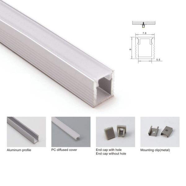 10 X 1m Sets/lot Super Thin Led Strip Aluminium Profile And 7.8mm Wide U-shape Aluminium Led Channel For Wall Mounted Lights