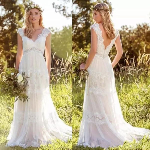 2018 summer chiffon deep v neck lace wedding dresses cap sleeve beach bridal gowns backless country style vestido de noiva custom made, White
2018 summer chiffon deep v neck lace wedding dresses cap sleeve beach bridal gowns backless country style vestido de noiva custom made, White