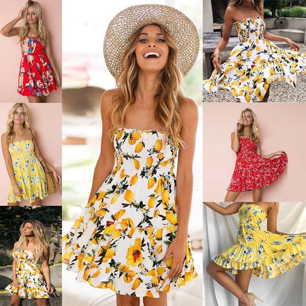 Ladies Casual Summer Strapless Bandeau Hippie Flora Printed Boho Bohemian A-Line Dress Woman Short Dresses
Ladies Casual Summer Strapless Bandeau Hippie Flora Printed Boho Bohemian A-Line Dress Woman Short Dresses