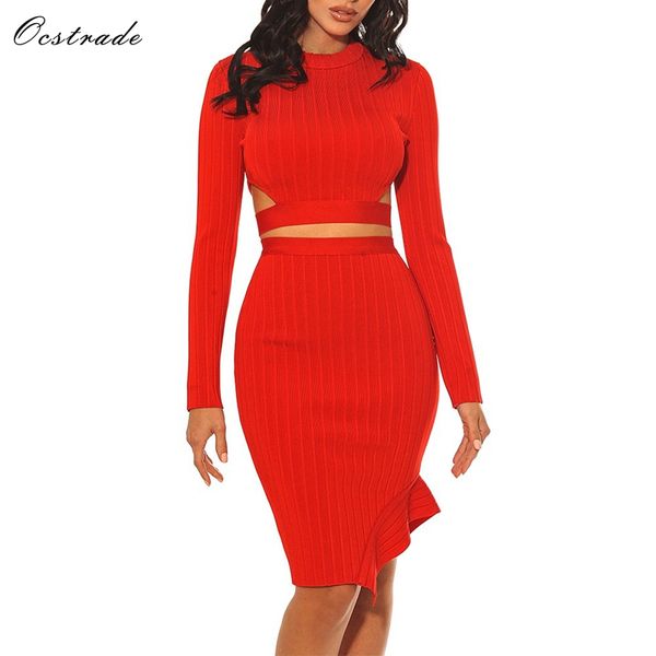 ocstrade women party dress 2018 long sleeve bodycon dress red ribbed side cut out two piece bandage set, White;black
ocstrade women party dress 2018 long sleeve bodycon dress red ribbed side cut out two piece bandage set, White;black