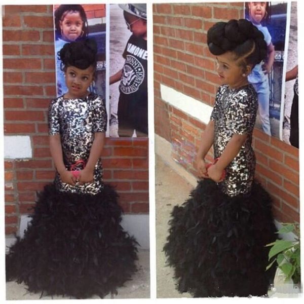 black mermaid girls pageant dresses sparkly bling sequins ruffles feather crew neck short sleeve 2018 kids formal dress flower girl dresses, White;red
black mermaid girls pageant dresses sparkly bling sequins ruffles feather crew neck short sleeve 2018 kids formal dress flower girl dresses, White;red
