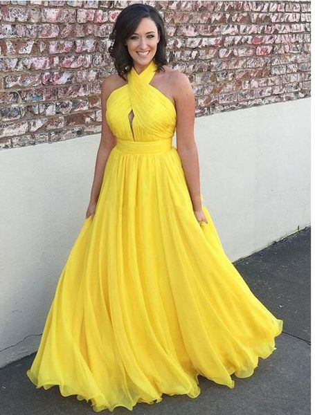 yellow plus size chiffon long evening dresses halter pleated flowy floor length backless evening dresses formal gowns, Black;red
yellow plus size chiffon long evening dresses halter pleated flowy floor length backless evening dresses formal gowns, Black;red
