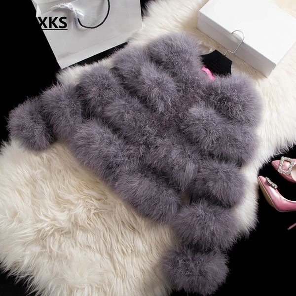 xjxks ostrich feather coat female short design patchwork encryption o-neck long-sleeve pu leather and ostrich feather women coat, Black
xjxks ostrich feather coat female short design patchwork encryption o-neck long-sleeve pu leather and ostrich feather women coat, Black