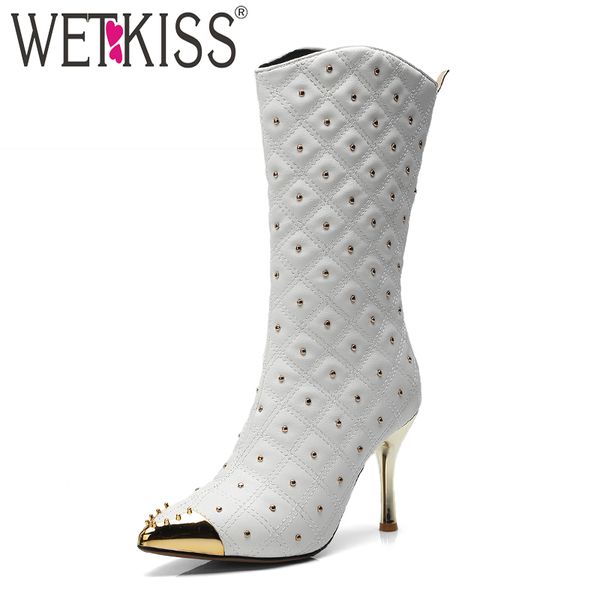 wetkiss 2018 new high heels women boots winter warm stud boot pointed toe mid calf shoes pu female shoes rubber white footwear, Black
wetkiss 2018 new high heels women boots winter warm stud boot pointed toe mid calf shoes pu female shoes rubber white footwear, Black