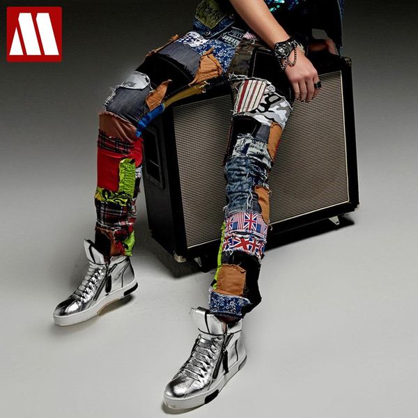 new fashion casual hole patch jeans male beggar pants men singer stage trousers ds costume nightclubs costumes pants tide brand, Blue
new fashion casual hole patch jeans male beggar pants men singer stage trousers ds costume nightclubs costumes pants tide brand, Blue
