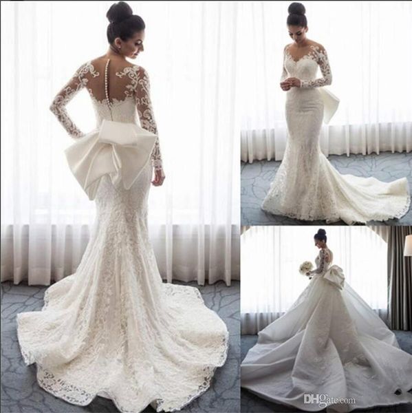 latest mermaid wedding dresses detachable skirt luxury floral arabic dubai tail long sleeve bridal gowns subtle plus size pakistan, White
latest mermaid wedding dresses detachable skirt luxury floral arabic dubai tail long sleeve bridal gowns subtle plus size pakistan, White