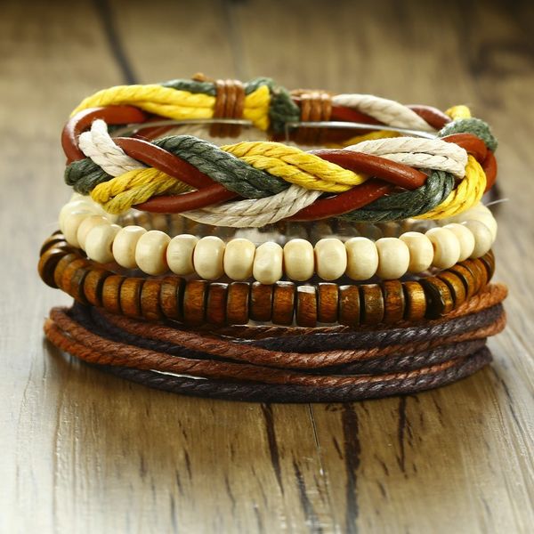1set multilayer leather bracelet men jewelry wood bead bracelets for men boho vintage adjustable bangles mens accessories, Golden;silver
1set multilayer leather bracelet men jewelry wood bead bracelets for men boho vintage adjustable bangles mens accessories, Golden;silver