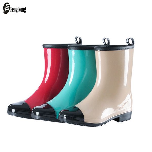 fengnong new rain boots waterproof mid-calf shoes woman classical rain woman water rubber shinny boots solid botas 2 styles w206, Black
fengnong new rain boots waterproof mid-calf shoes woman classical rain woman water rubber shinny boots solid botas 2 styles w206, Black