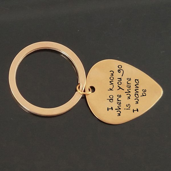 i do know where you go is where iwanna be keyring guitar plectrum keychian woo keyfob, Silver
i do know where you go is where iwanna be keyring guitar plectrum keychian woo keyfob, Silver