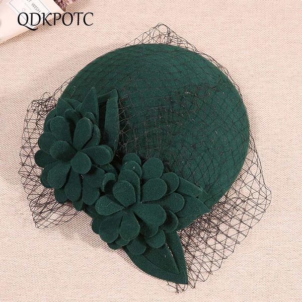 qdkpotc elegant female fedoras wool felt mesh floral formal berets for women wedding banquet fedora hats, Blue;gray
qdkpotc elegant female fedoras wool felt mesh floral formal berets for women wedding banquet fedora hats, Blue;gray