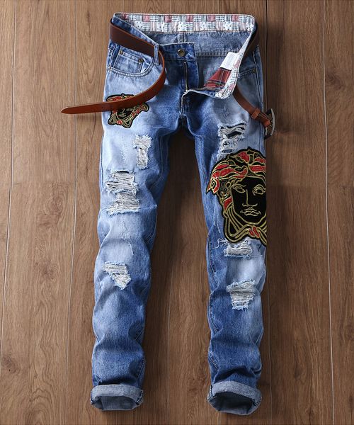 High Street Jeans Mens Portrait Embroidery Design Ripped Jeans Man Long Trousers Denim Pencil Pants Hip Hop Distressed Jeans
High Street Jeans Mens Portrait Embroidery Design Ripped Jeans Man Long Trousers Denim Pencil Pants Hip Hop Distressed Jeans