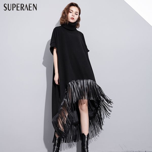 superaen pluz size winter woolen dress female new loose leather tassel women fashion dress wild irregular urtleneck 2018, White;black
superaen pluz size winter woolen dress female new loose leather tassel women fashion dress wild irregular urtleneck 2018, White;black
