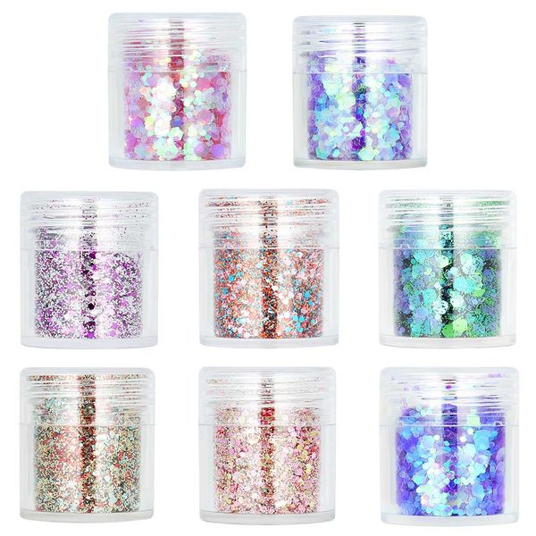 8pcs/set shiny nail sequins glitter tips uv gel nail art decoration colorful glitter powder dust manicure accessory decor, Silver;gold
8pcs/set shiny nail sequins glitter tips uv gel nail art decoration colorful glitter powder dust manicure accessory decor, Silver;gold