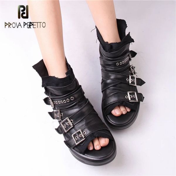 prova perfetto peep toe women summer boots genuine leather platform creepers female gladiator sandals ankle booties flat shoes, Black
prova perfetto peep toe women summer boots genuine leather platform creepers female gladiator sandals ankle booties flat shoes, Black