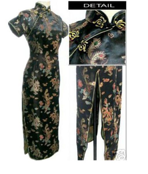 

1pcs/lot retro style summer short sleeve long qipao women's tang suit dress satin long cheongsam plus size dress, Red