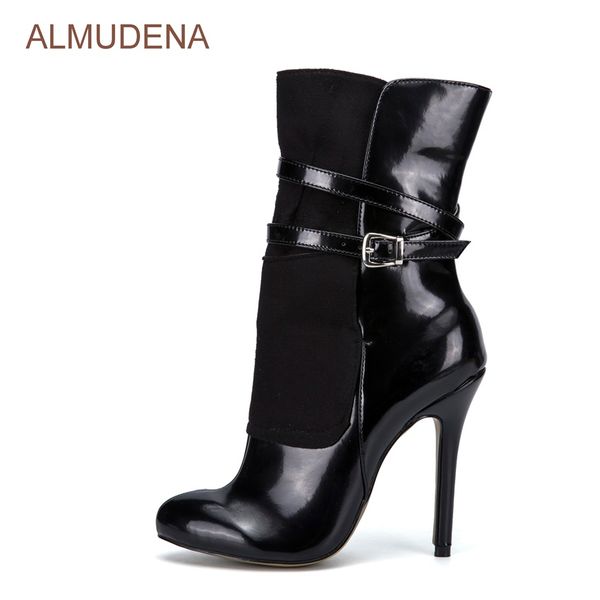 almudena black patent leather suede patchwork dress boots mid-calf women boots thin high heel party shoes buckle strap pumps
almudena black patent leather suede patchwork dress boots mid-calf women boots thin high heel party shoes buckle strap pumps