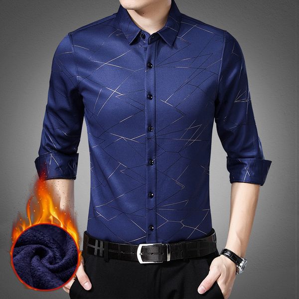 new mens long sleeve plus velvet striped shirt fashion warm business boutique blouse autumn and winter men's smart casual shirts, White;black
new mens long sleeve plus velvet striped shirt fashion warm business boutique blouse autumn and winter men's smart casual shirts, White;black