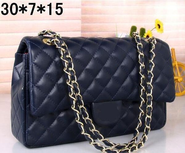 

2018 new style women's pu leather large double gold chains shoulder bag lady Flap classical designer clutch bags totes handbags 1002
