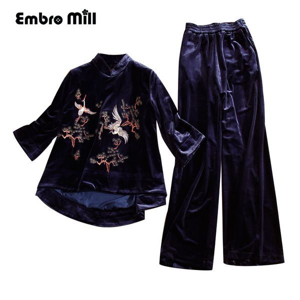 high-end women floral women set vintage embroidery shirt + blue pants flowers elegant lady casual velvet suit set s-xxl, Gray
high-end women floral women set vintage embroidery shirt + blue pants flowers elegant lady casual velvet suit set s-xxl, Gray