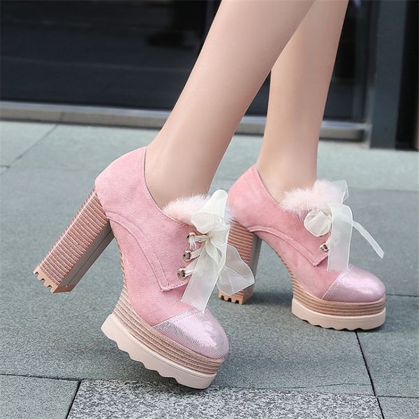 sweet design square chunky block high heels womens shoes lace up faux fur round toe flock dress party date pumps, Black
sweet design square chunky block high heels womens shoes lace up faux fur round toe flock dress party date pumps, Black