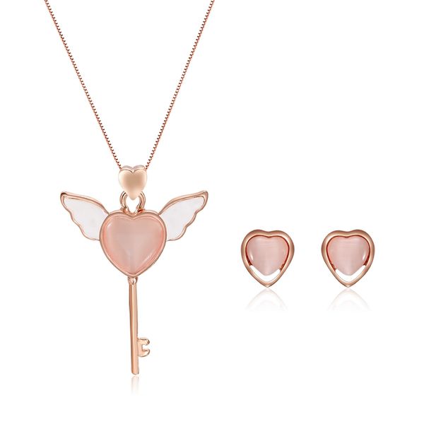 jewelry set women elegant opal key pendant necklace hart stud earrings fashion jewelry, Silver
jewelry set women elegant opal key pendant necklace hart stud earrings fashion jewelry, Silver