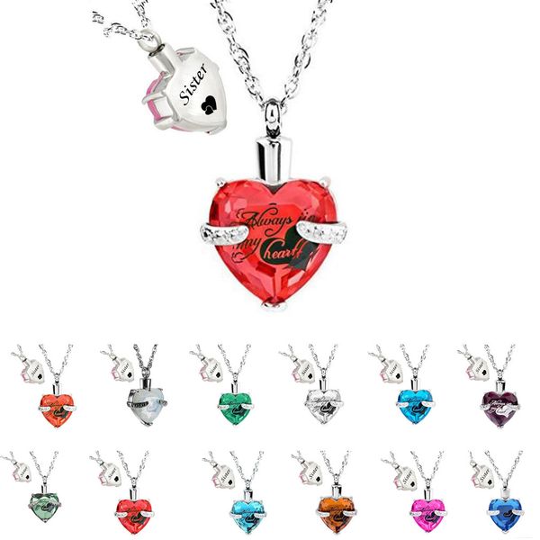 sister glass cremation jewelry always in my heart birthstone pendant urn necklace ashes holder keepsake, Silver
sister glass cremation jewelry always in my heart birthstone pendant urn necklace ashes holder keepsake, Silver