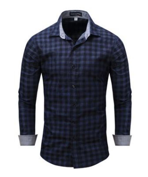 long sleeved male denim plaid shirts large size spring autumn loose shirt europe size mens brand clothings fredd marshall j2480, White;black
long sleeved male denim plaid shirts large size spring autumn loose shirt europe size mens brand clothings fredd marshall j2480, White;black