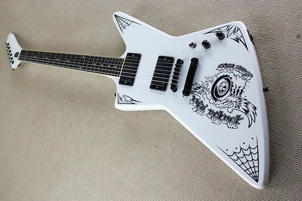 Factory fixed bridge white electric guitar with pider web patreen active pickup black hardware can be cu tomized
Factory fixed bridge white electric guitar with pider web patreen active pickup black hardware can be cu tomized