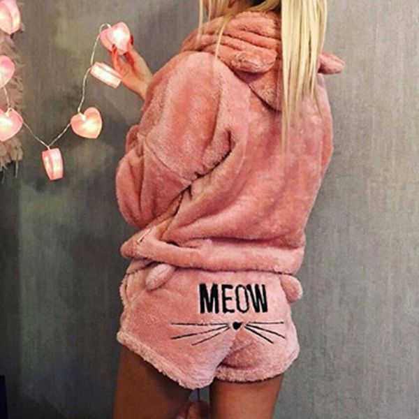 women coral velvet suit two piece autumn winter pajamas warm sleepwear cute cat meow pattern hoodies shorts warm set homme, Gray
women coral velvet suit two piece autumn winter pajamas warm sleepwear cute cat meow pattern hoodies shorts warm set homme, Gray