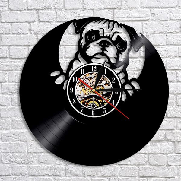 1piece lovely pug dog silhouette record led wall clock modern design animal puppy clock creative nursery wall art decor
1piece lovely pug dog silhouette record led wall clock modern design animal puppy clock creative nursery wall art decor