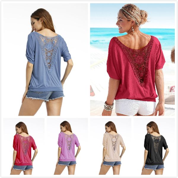 2018 new women t shirt back lace hollow splicing solid back sleeve round neck loose women clothes womens clothing plus size maternity, White
2018 new women t shirt back lace hollow splicing solid back sleeve round neck loose women clothes womens clothing plus size maternity, White