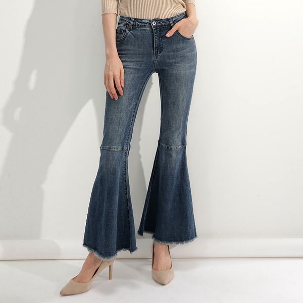 bootyjeans 2018 autumn women new high-end women's fashion high street trousers high waist flare pants jeans, Blue
bootyjeans 2018 autumn women new high-end women's fashion high street trousers high waist flare pants jeans, Blue