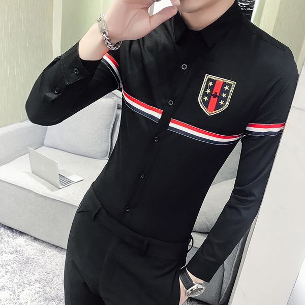 camisa masculina 2018 hot sale mens spring shirts long sleeve slim fit striped casual men's shirt dress night club party shirts, White;black
camisa masculina 2018 hot sale mens spring shirts long sleeve slim fit striped casual men's shirt dress night club party shirts, White;black