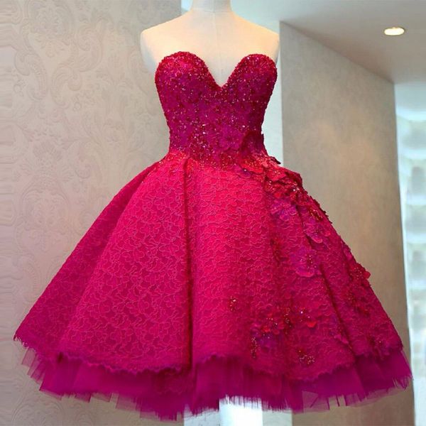 fuchsia lace ball gown homecoming dresses short sweetheart prom dresses knee length crystal appliques evening party dresses, Black
fuchsia lace ball gown homecoming dresses short sweetheart prom dresses knee length crystal appliques evening party dresses, Black