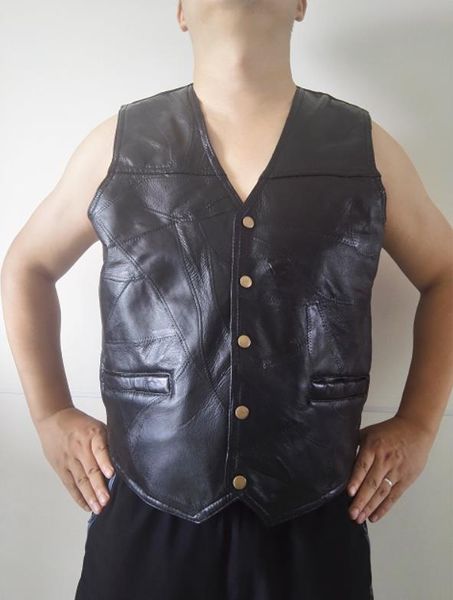 bonjean brand men's genuine leather motorcycle vest no patch black solid patchwork biker vests sheepskin us s-4xl, Black;white
bonjean brand men's genuine leather motorcycle vest no patch black solid patchwork biker vests sheepskin us s-4xl, Black;white