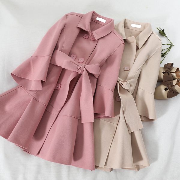 2018 new fashion women's jacket coat double-breasted flare sleeves loose thin woolen coat tide, Black
2018 new fashion women's jacket coat double-breasted flare sleeves loose thin woolen coat tide, Black