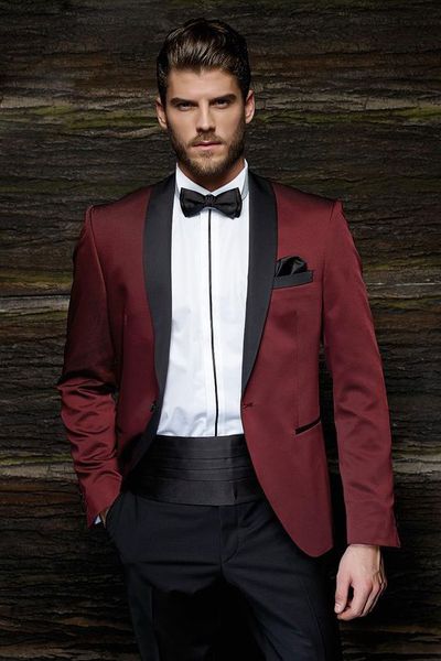 burgundy mens suits slim fit two pieces groomsmen wedding tuxedos for men blazers shawl lapel formal suit with waistband (jacket+pants), Black;gray
burgundy mens suits slim fit two pieces groomsmen wedding tuxedos for men blazers shawl lapel formal suit with waistband (jacket+pants), Black;gray