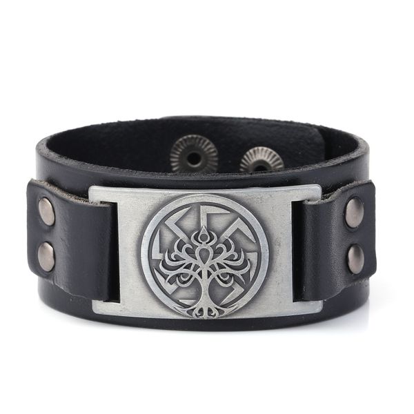 viking slavic kolovrat symbol leather wristband bracelet vintage tree of life accessories handmade bracelets bangles, Black 
viking slavic kolovrat symbol leather wristband bracelet vintage tree of life accessories handmade bracelets bangles, Black