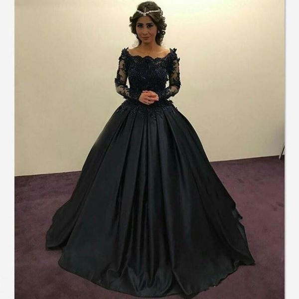 Graceful Black Princess Evening Dresses Long Sleeves Sheer Lace Beaded Appliques Scoop Ruched Ball Gown Party Gowns Formal Prom Dress
Graceful Black Princess Evening Dresses Long Sleeves Sheer Lace Beaded Appliques Scoop Ruched Ball Gown Party Gowns Formal Prom Dress